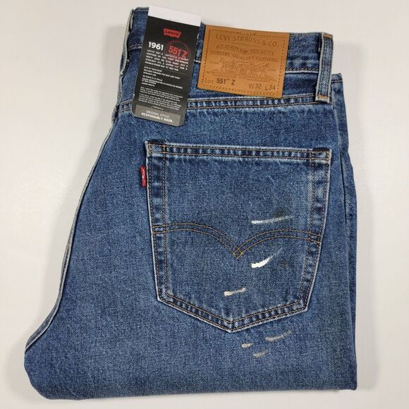 Levi's Lot 551z Men's‎ Denim Blue Jeans AUTHENTIC STRAIGHT FIT Size 32x34